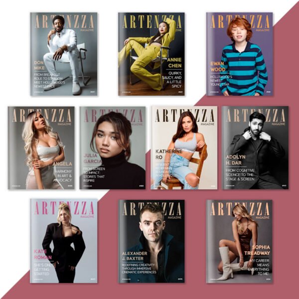 Artenzza Magazine cover - Elevate visibility for independent artists. Ideal for singers, actors, and PR professionals seeking link-building opportunities and industry exposure. Add to basket for enhanced recognition in the arts world