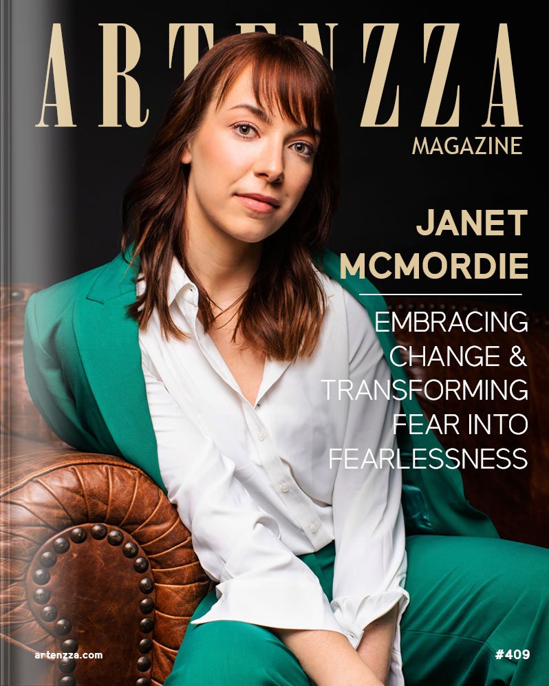 Janet-McMordie Artenzza Magazine cover - Boost visibility for independent artists and promote music. Ideal for singers, actors, and PR professionals seeking to gain followers, self-promote, and highlight new singles, upcoming movies, new books, and Spotify playlist features