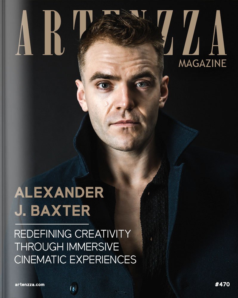 Artenzza magazine cover featuring Alexander J. Baxter, visionary leader in dark fantasy and horror, CEO of Constellate Films and Somnara Studios, known for pioneering immersive storytelling and innovative cinematic experiences