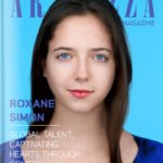 Magazine cover featuring French actress and singer Roxane Simon, showcasing her international artistic journey from Bangkok to Los Angeles