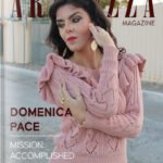 Magazine cover featuring Domenica Pace, Italian influencer, fashion blogger, and event presenter, highlighting her dynamic career and artistic journey. Cover for Artenzza, a platform promoting independent artists worldwide