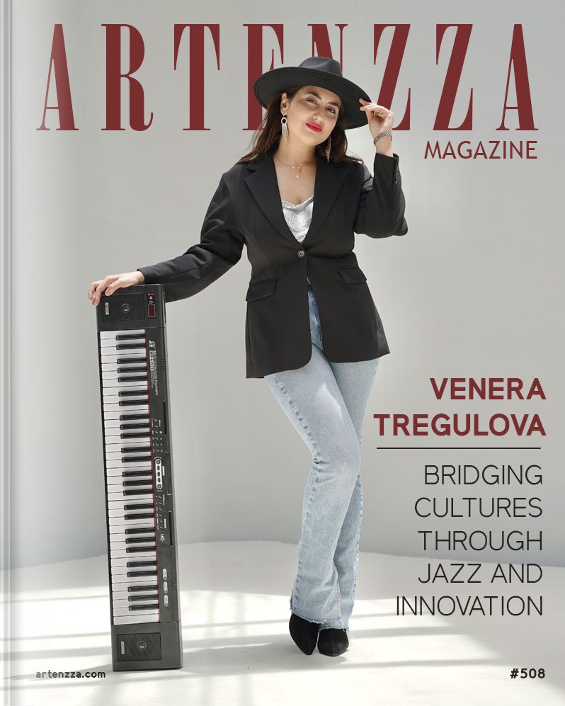 Venera Tregulova jazz pianist on Artenzza magazine cover – Dubai-based musician blending jazz and Arabic influences