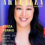 Magazine cover featuring Ediza Ferris, digital creator and actress, interviewed by Artenzza to highlight her career in storytelling, humor, and online media influence.