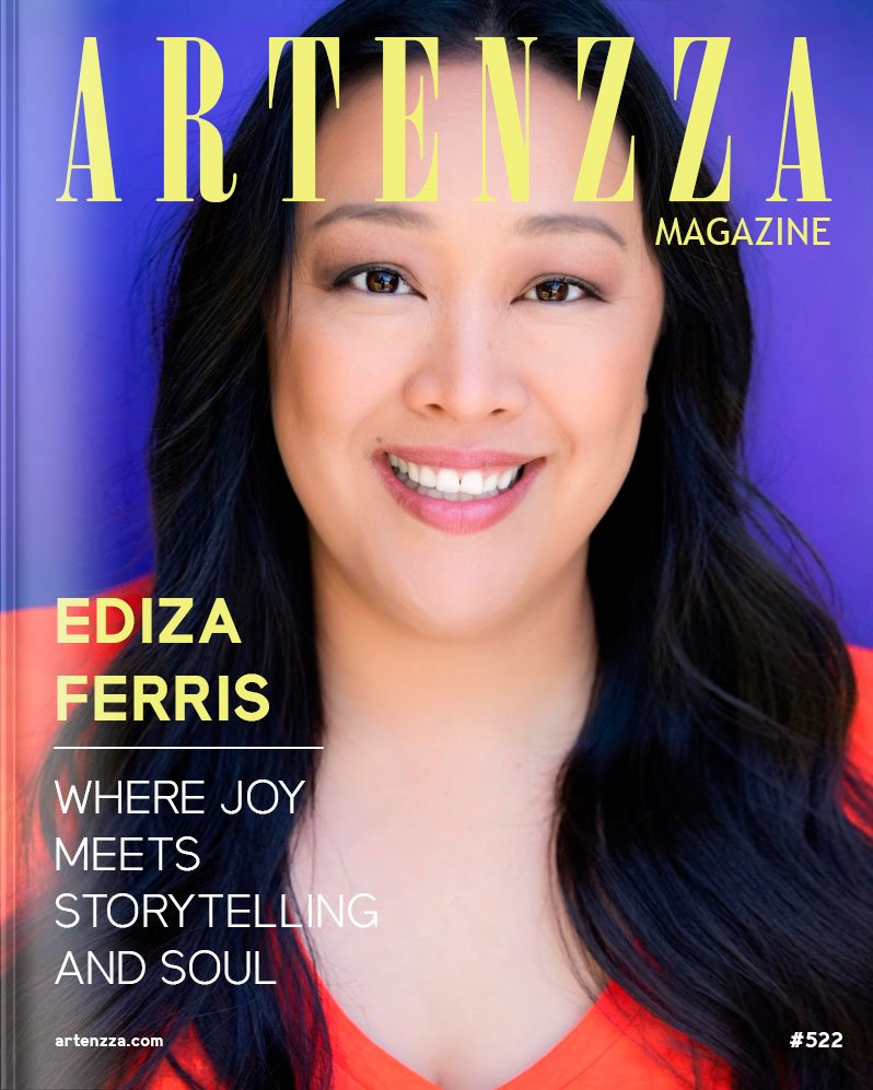 Magazine cover featuring Ediza Ferris, digital creator and actress, interviewed by Artenzza to highlight her career in storytelling, humor, and online media influence.