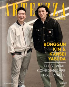 Artenzza magazine cover featuring stand-up comedians Bonggun Kim and Kansei Yasuda, rising stars in the Toronto comedy scene, known for Canada's Got Talent and Kill Tony appearances