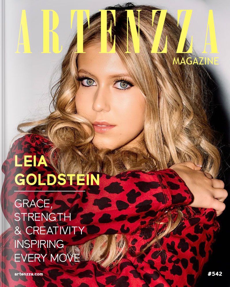 Artenzza magazine cover featuring 13-year-old gymnast, model, dancer, and content creator Leia Goldstein, known for fashion, entertainment, and mental health advocacy.