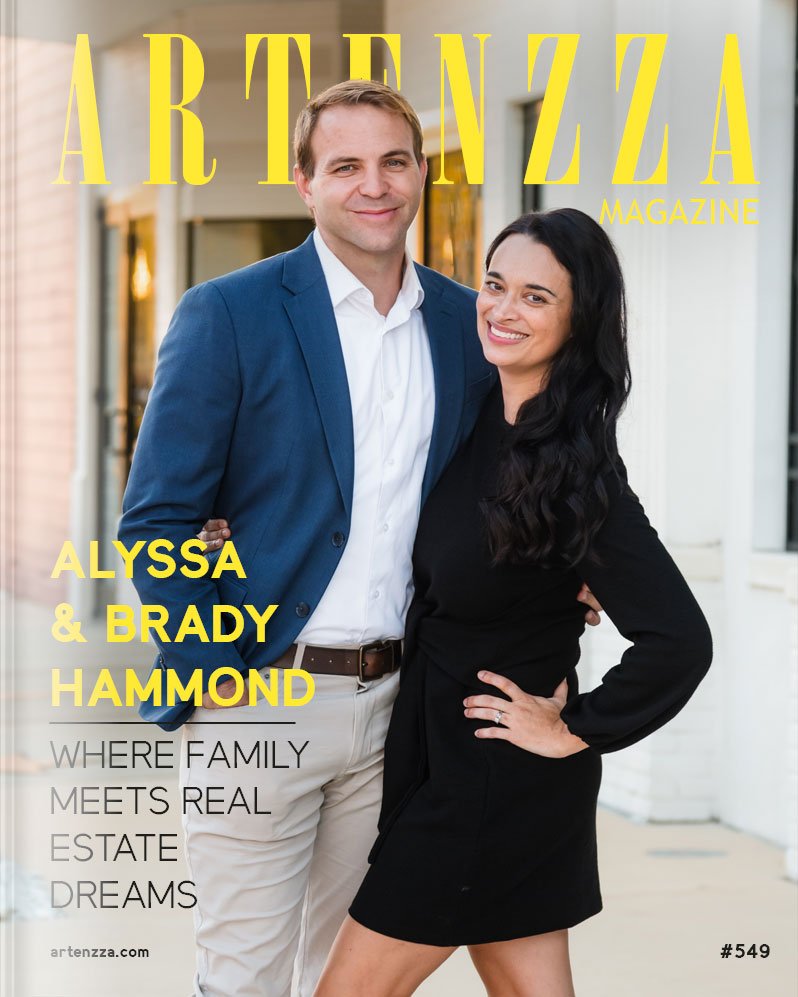 Award-winning real estate duo Brady and Alyssa Hammond on Artenzza Magazine cover, showcasing their journey from schoolteachers to TV personalities in Northeast Florida.