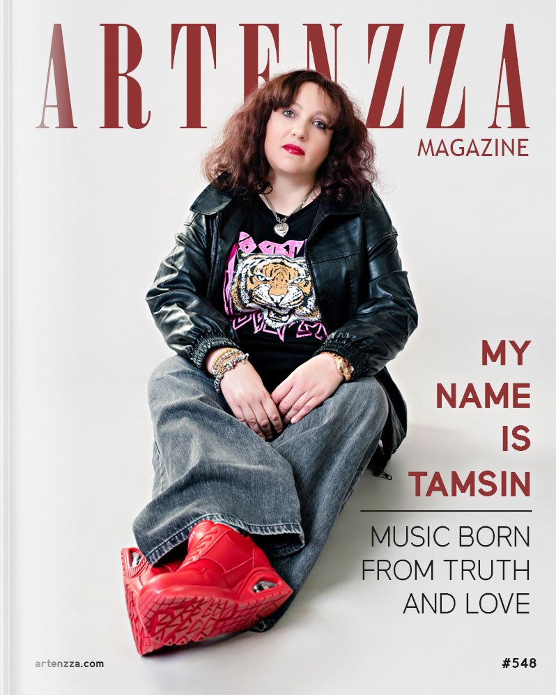 Independent singer-songwriter from Boston featured on Artenzza magazine cover, showcasing her heartfelt debut single “Joy & Love (All Around Me)” and authentic artistic journey.