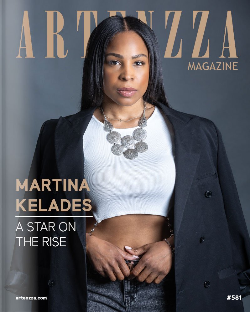 Martina Kelades on the Artenzza magazine cover, Canadian actor, storyteller, mental health speaker, interview about acting career, upcoming TV series, and authentic storytelling.